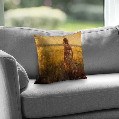 Exploring Gold Poly Twill Throw Pillow Insert - Home Decor