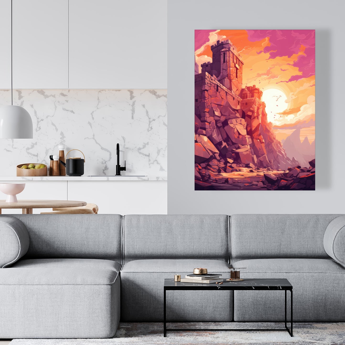 The Setting Rampart - White Canvas | Stylish Art