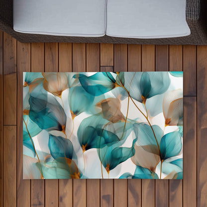 Teal and Brown Turquoise Outdoor Area Rug for Home Decor