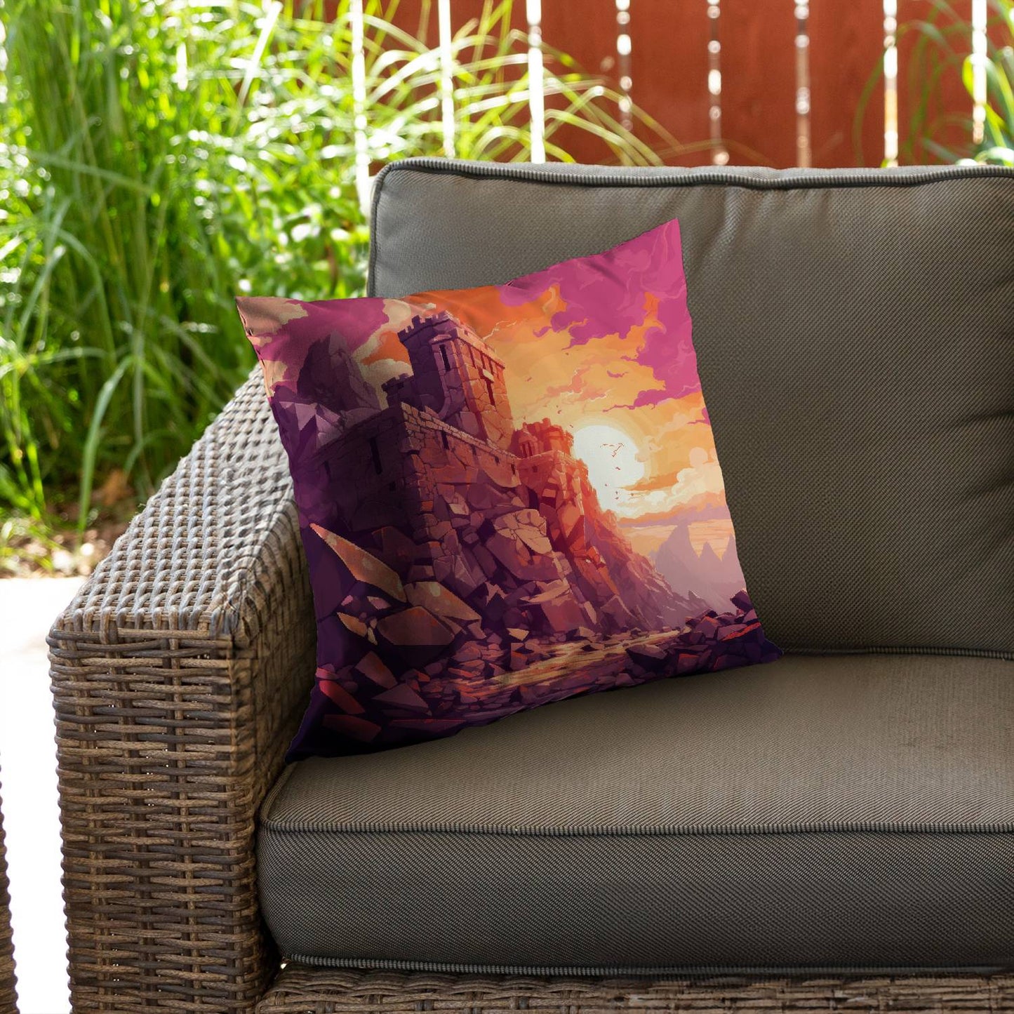 The setting rampart - Throw pillow - Print on demand