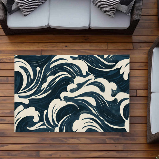 Tapis d'extérieur Midnight Ocean Flow | Accessoire de décoration élégant pour la maison
