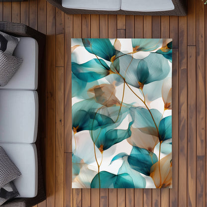 Tapis d'extérieur sarcelle et marron - Décoration intérieure élégante