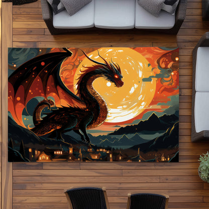 Imminent Destruction Orange Outdoor Area Rug for Home Decor