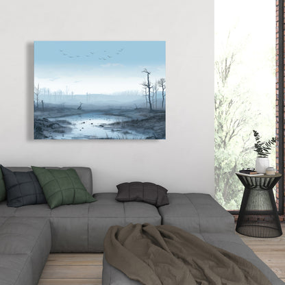 Swampy lands - Blue Canvas Wall Art for Home Decor