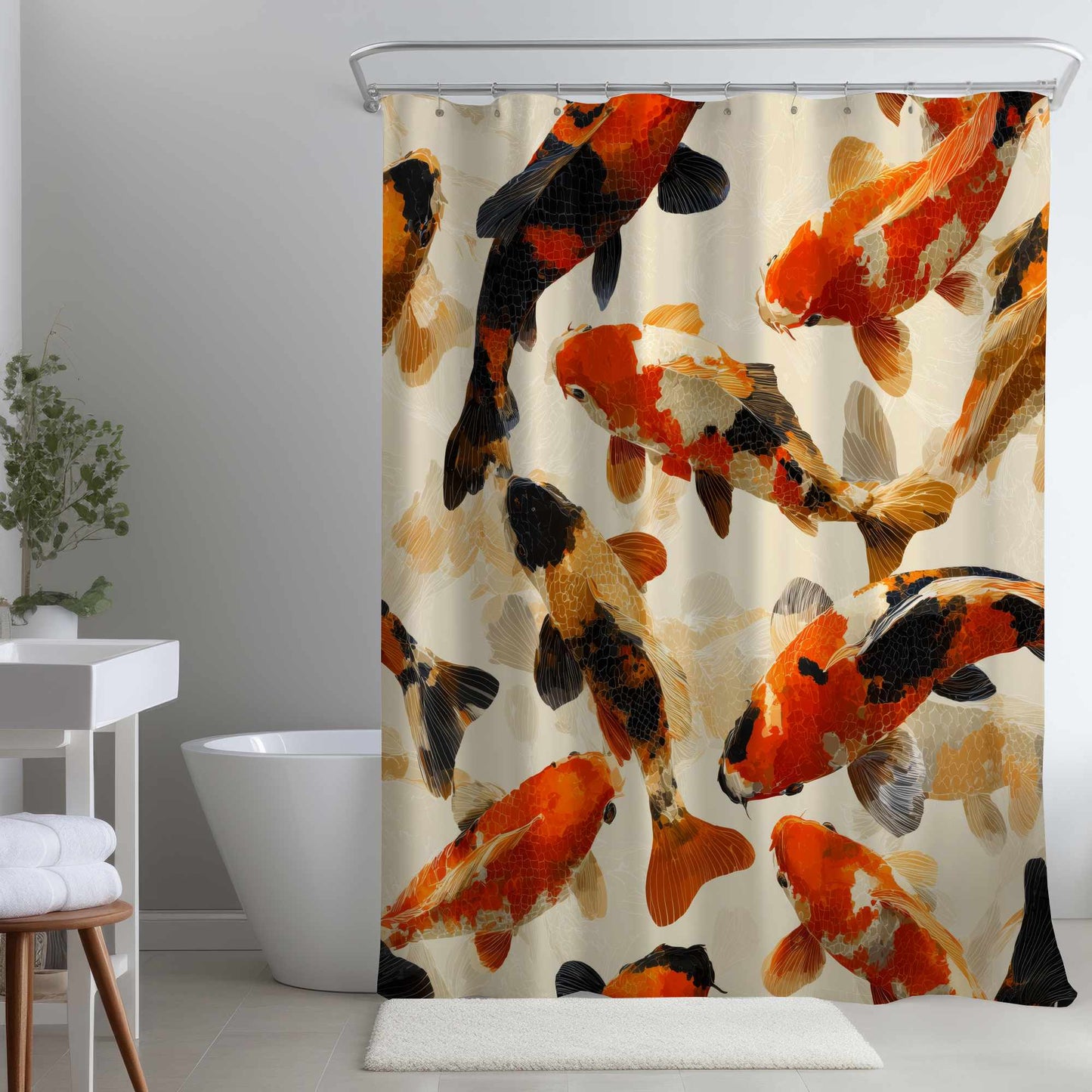 Rideau de douche Koi Dance Flow | Décoration intérieure élégante