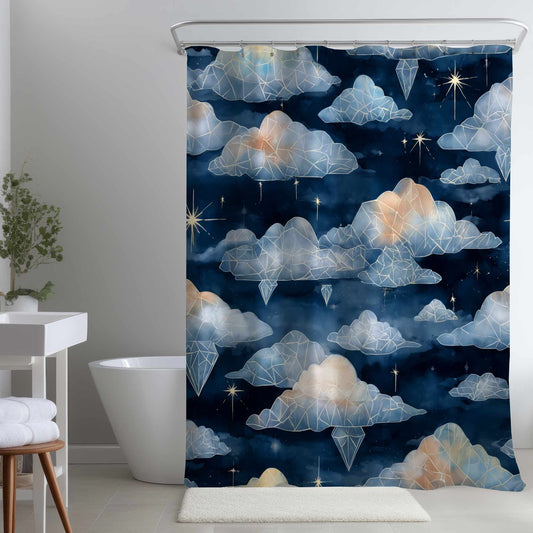 Rideau de douche Nuages de Cristal Célestes | Style de décoration intérieure