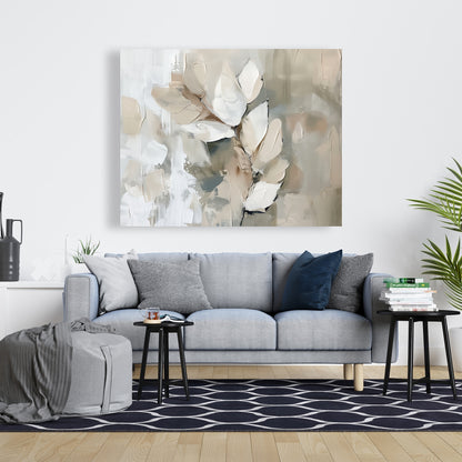Leaf Beige Canvas - Elegant Home Decor Accent | Stylish Art
