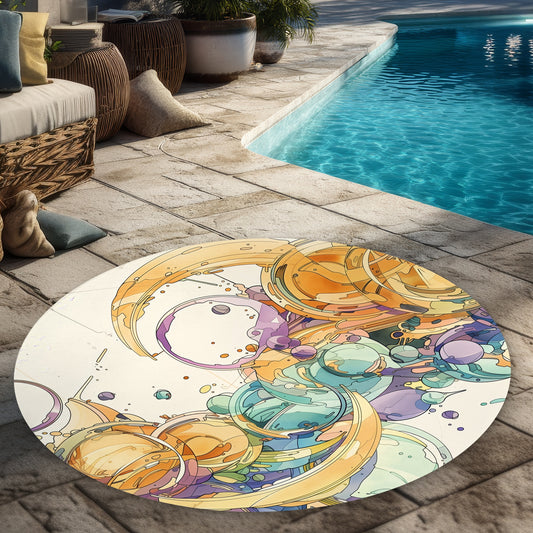 Tapis d'extérieur rond uni | Accent décoratif élégant pour la maison