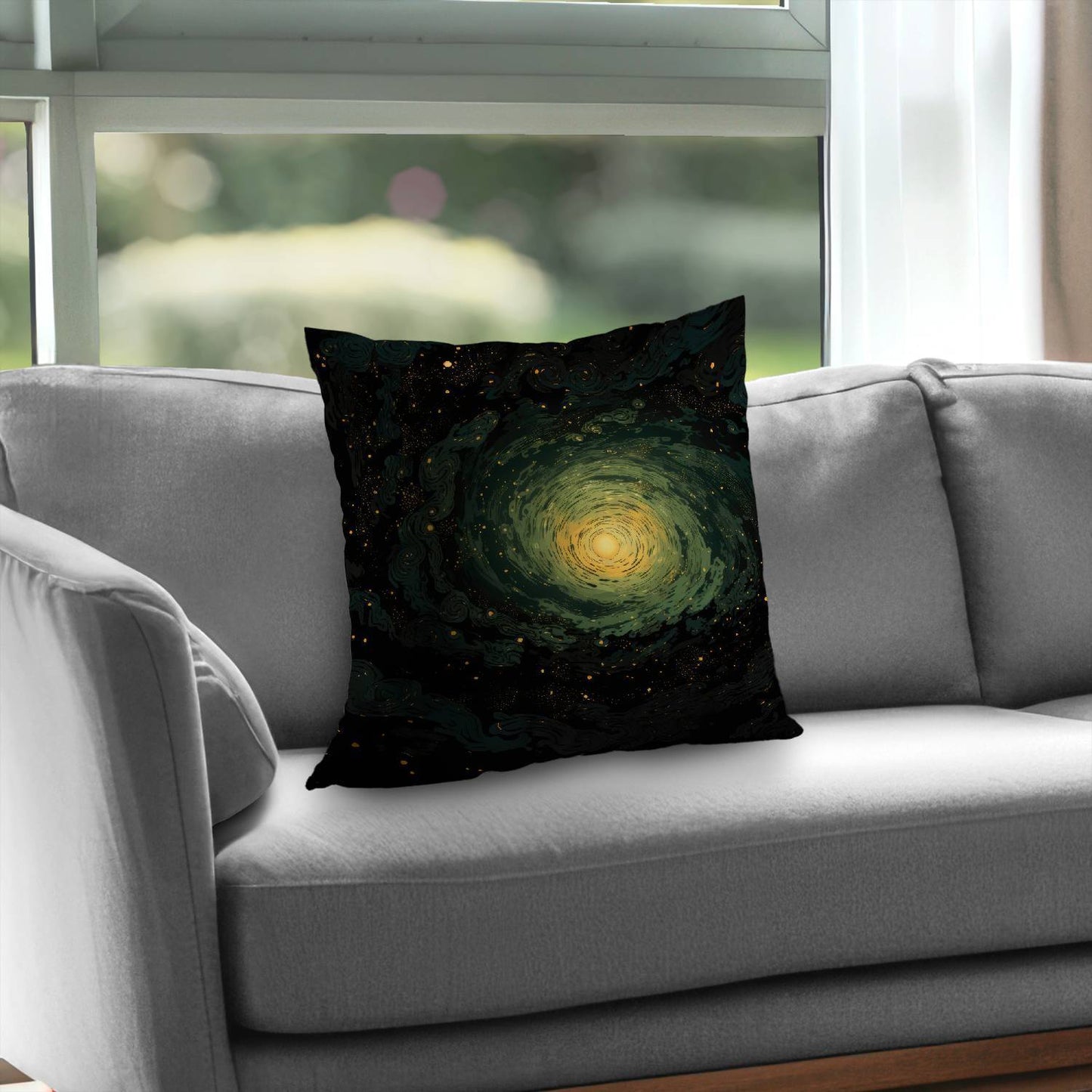 Coussin décoratif en sergé de polyester à motif de gaz tourbillonnants | Accessoire de décoration intérieure