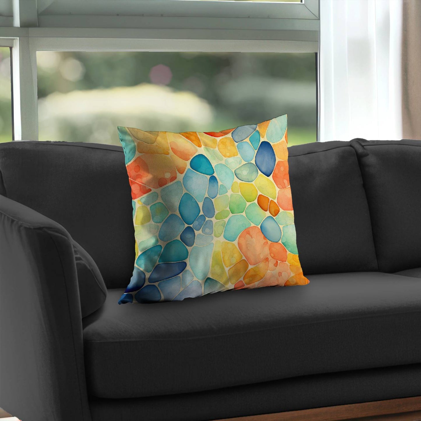 Blobs Blue Poly Twill Throw Pillow Insert for Home Decor