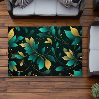 Twirling Twigs Gold Outdoor Area Rug | Stylish Home Decor