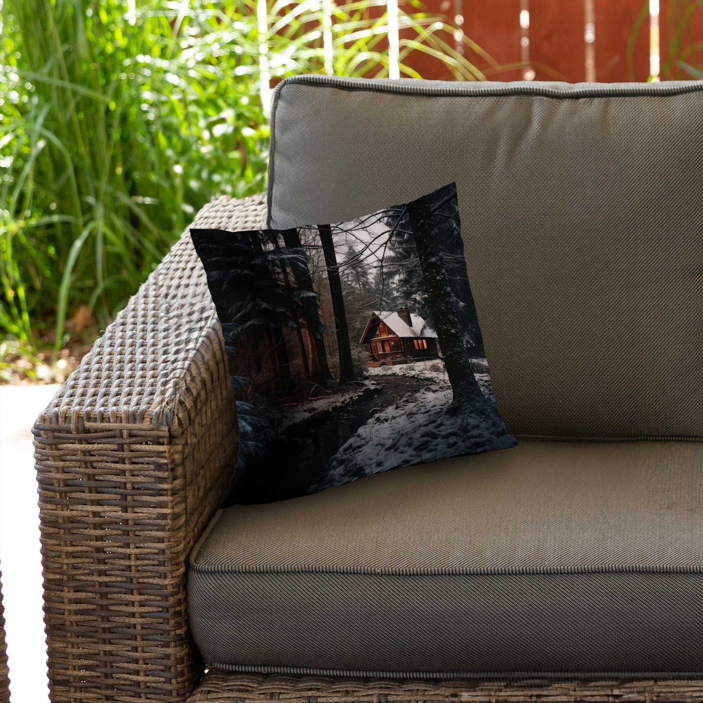 Coussin décoratif en sergé de polyester « Au bord de la rivière » | Décoration d'intérieur élégante