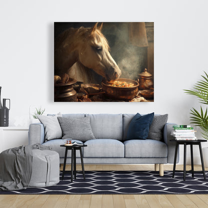 Horse on soup - 24"x24" Canvas