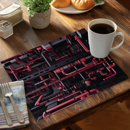 Machinery Black Polyester Placemat - Stylish Home Decor