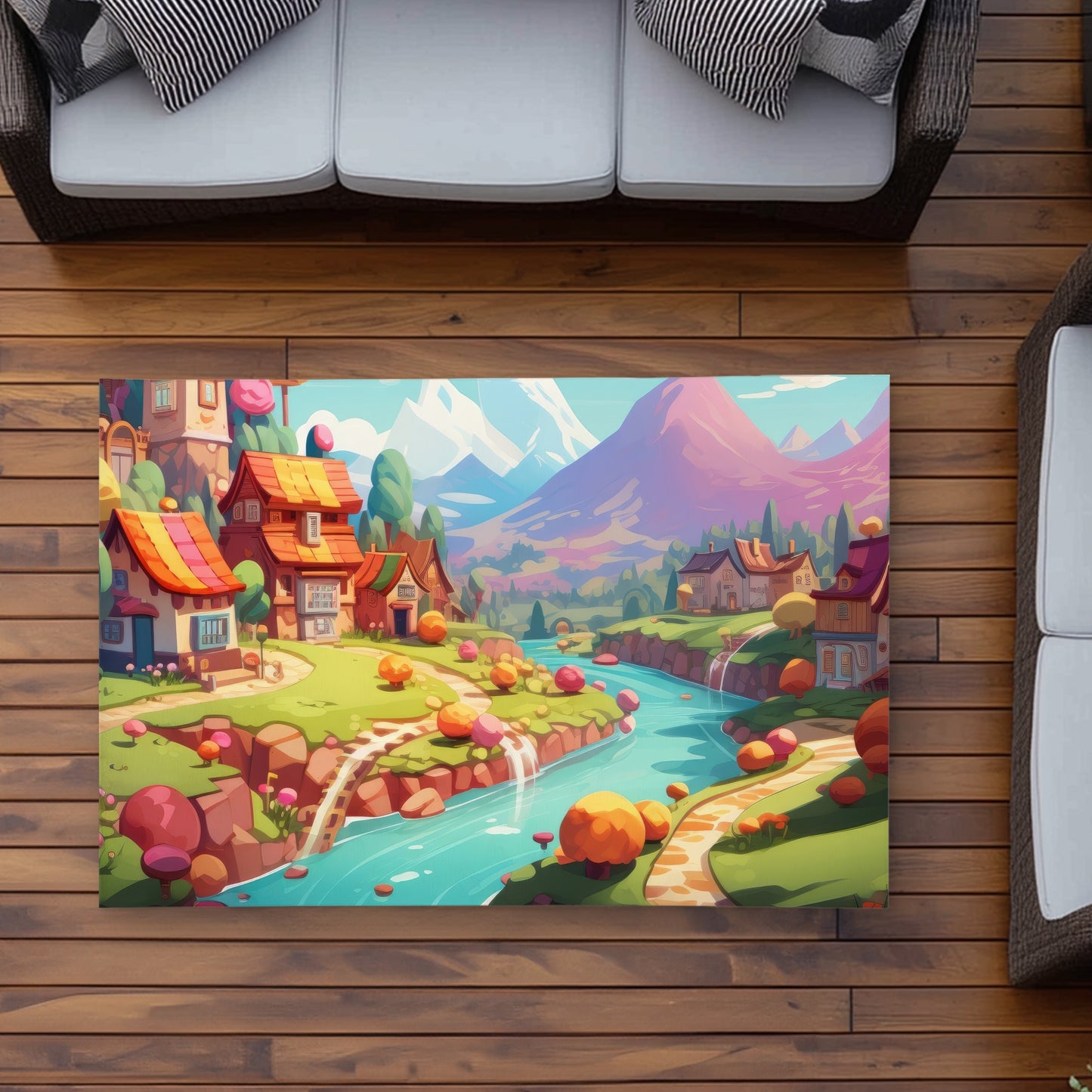 Sweet Town Purple Outdoor Area Rug | Home Decor Essential