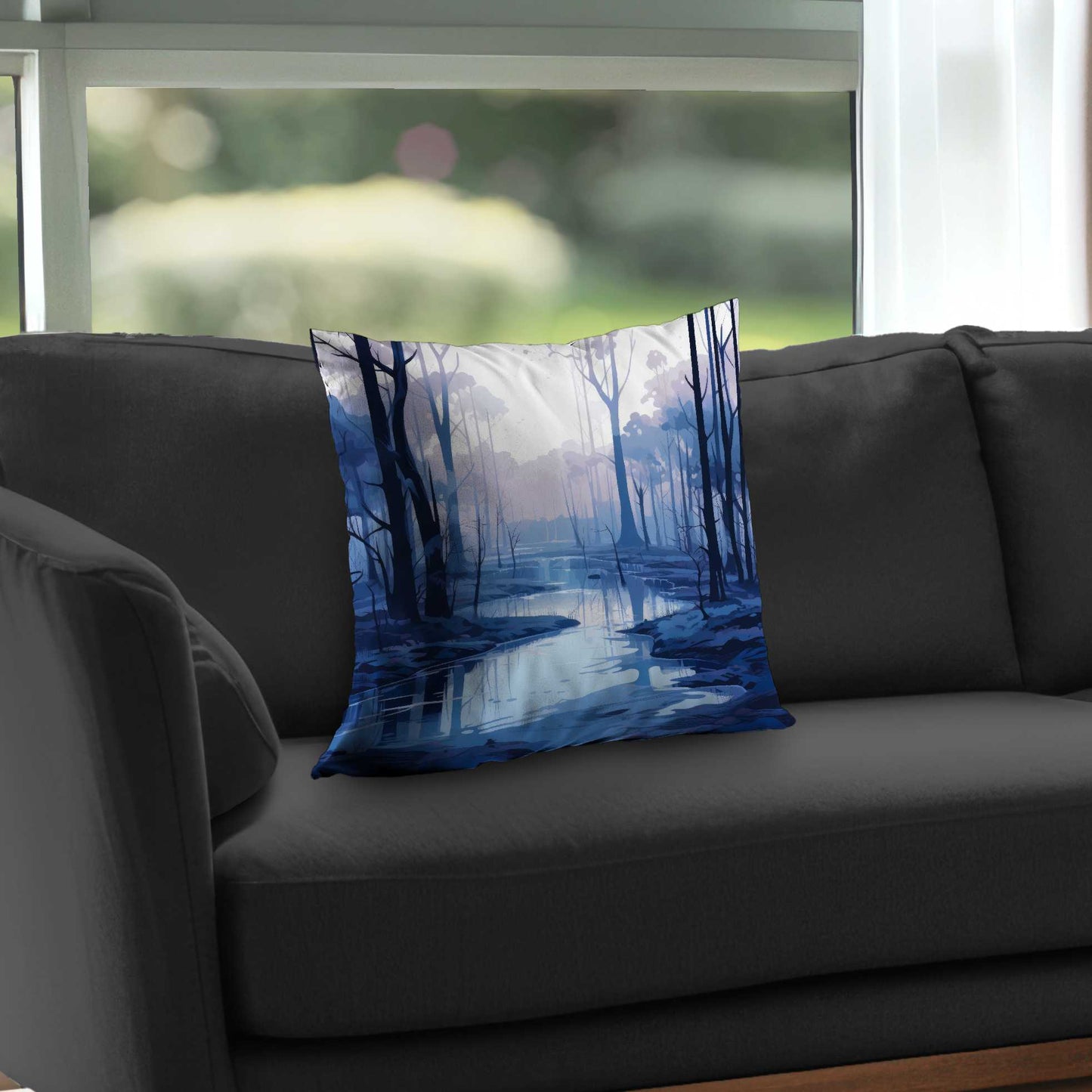 Cold and Muddy Blue Poly Twill Throw Pillow Insert | Decor