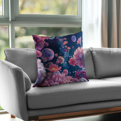 Coussin décoratif en sergé de polyester rose vide pour une décoration intérieure élégante