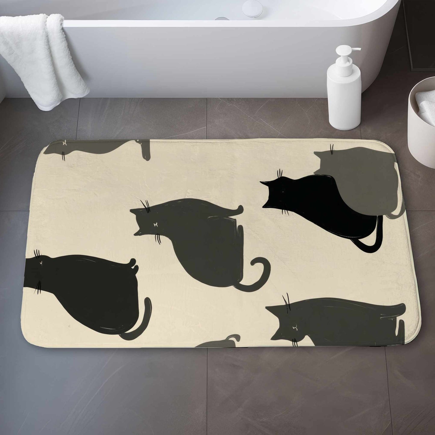 Tapis de bain rassemblement de chats silencieux | Décoration d'intérieur douillette