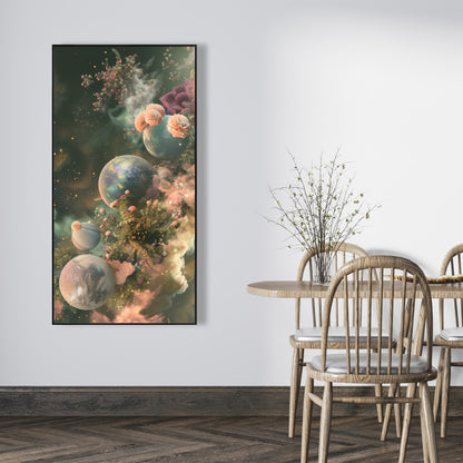 Bloom space Beige Framed Canvas - Elegant Home Decor Art