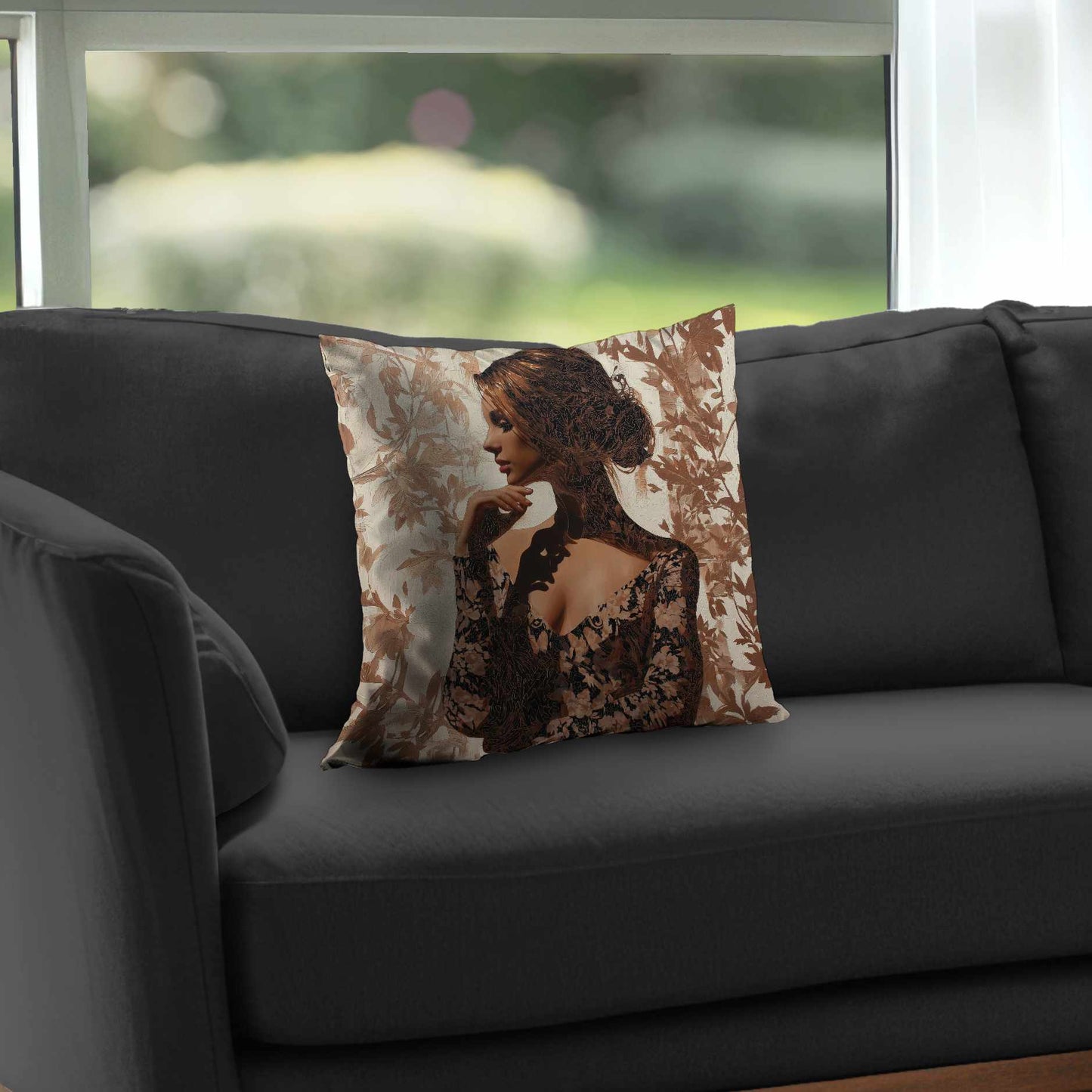 Coussin décoratif Contemplation en sergé de polyester - Décoration élégante pour la maison