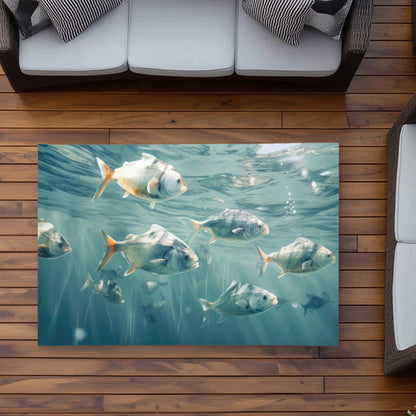 Swimming Peacefully Blue Outdoor Area Rug | Home Decor
