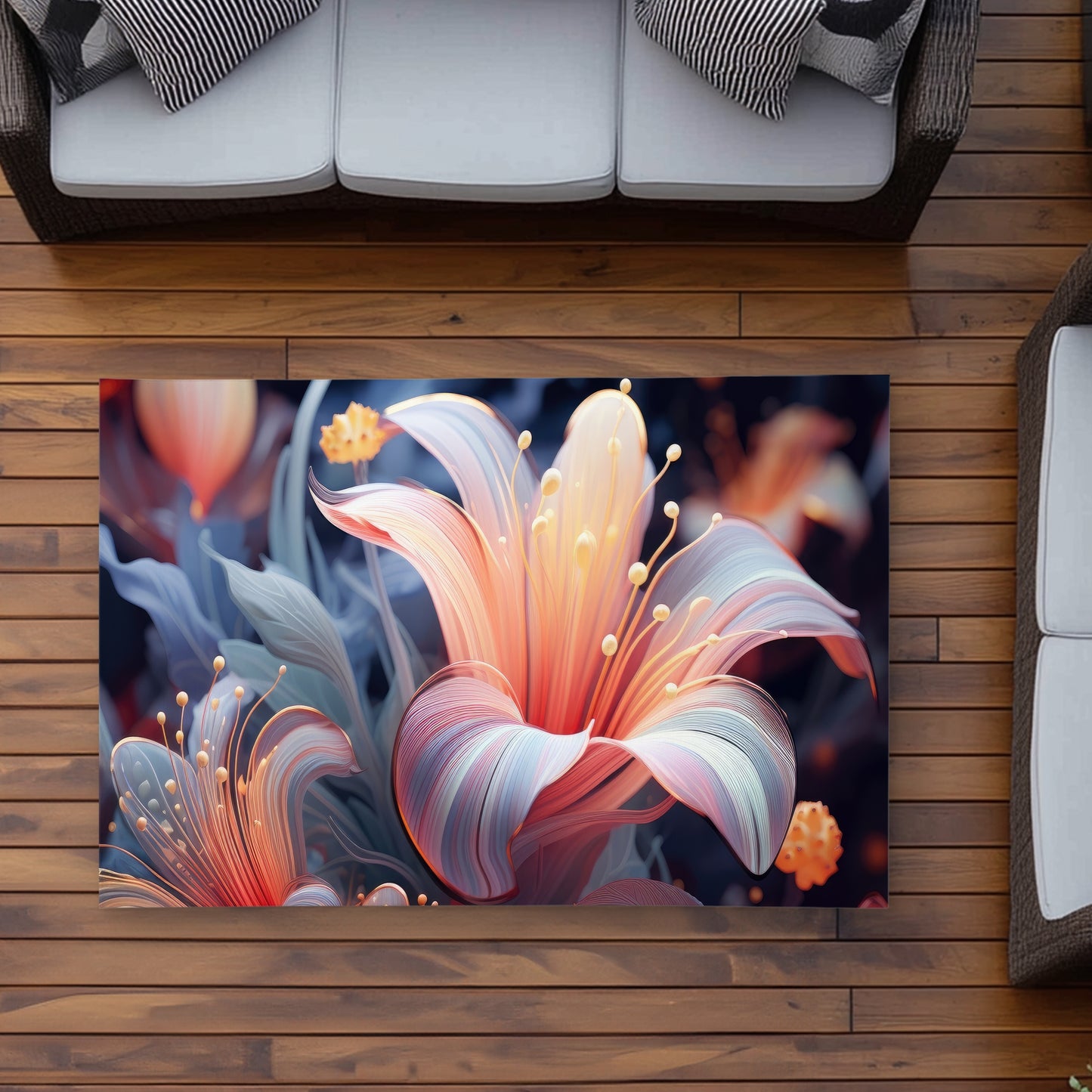 Astral Bloom - Black Outdoor Area Rug for Home Decor