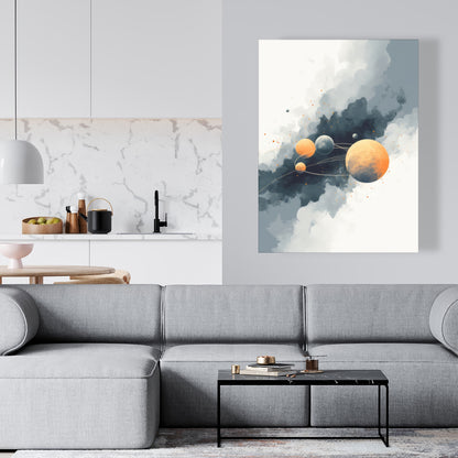 Circle of Planets - White Canvas Home Decor Wall Art