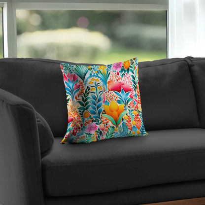 Flowing Flowers Pink Poly Twill Throw Pillow | Home Decor Insert