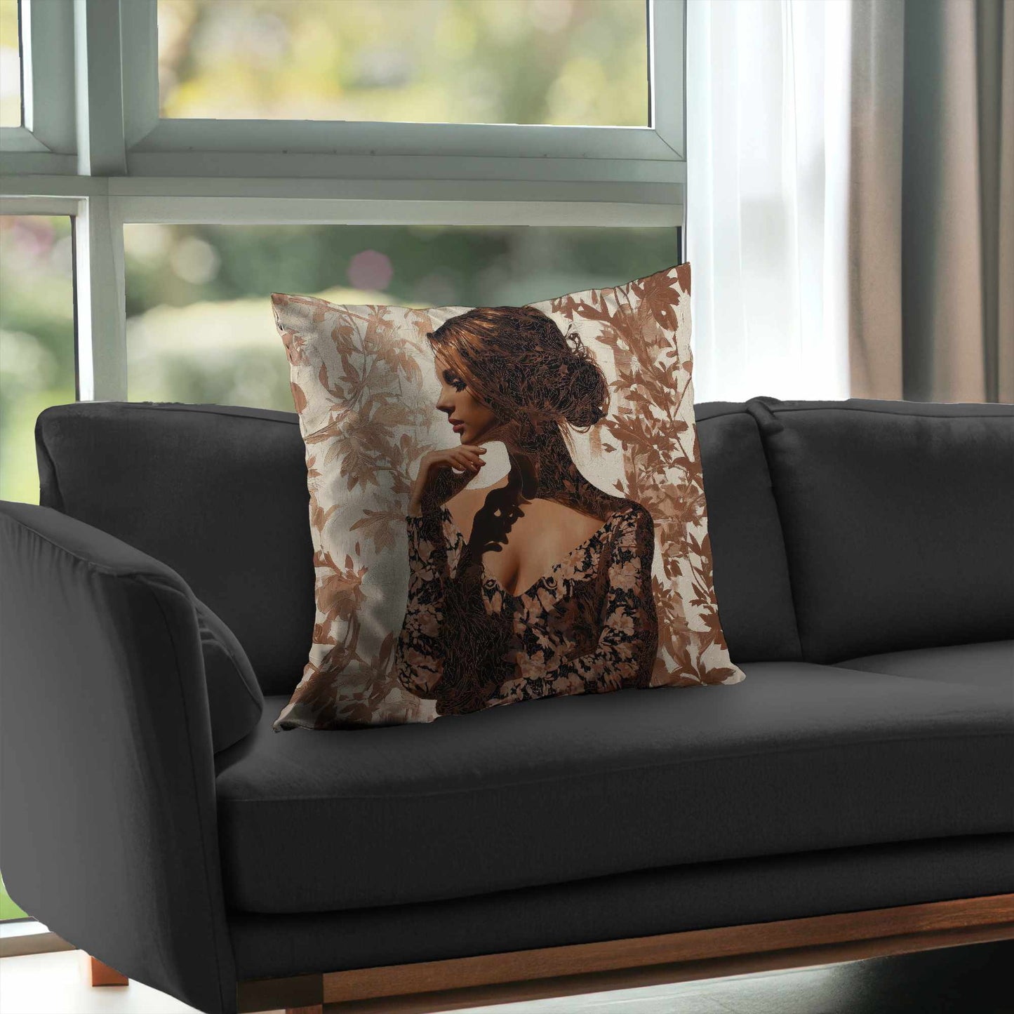 Coussin décoratif Contemplation en sergé de polyester - Décoration élégante pour la maison