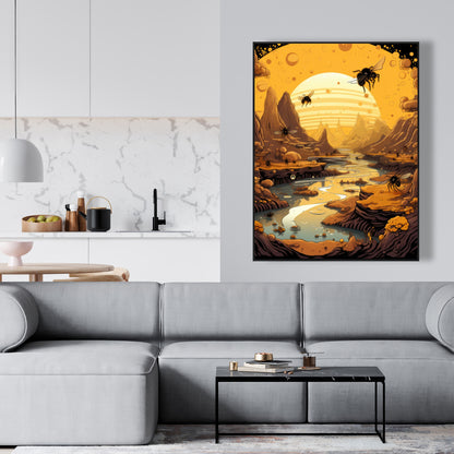 Hive Mind - Black Framed Canvas Art for Home Decor