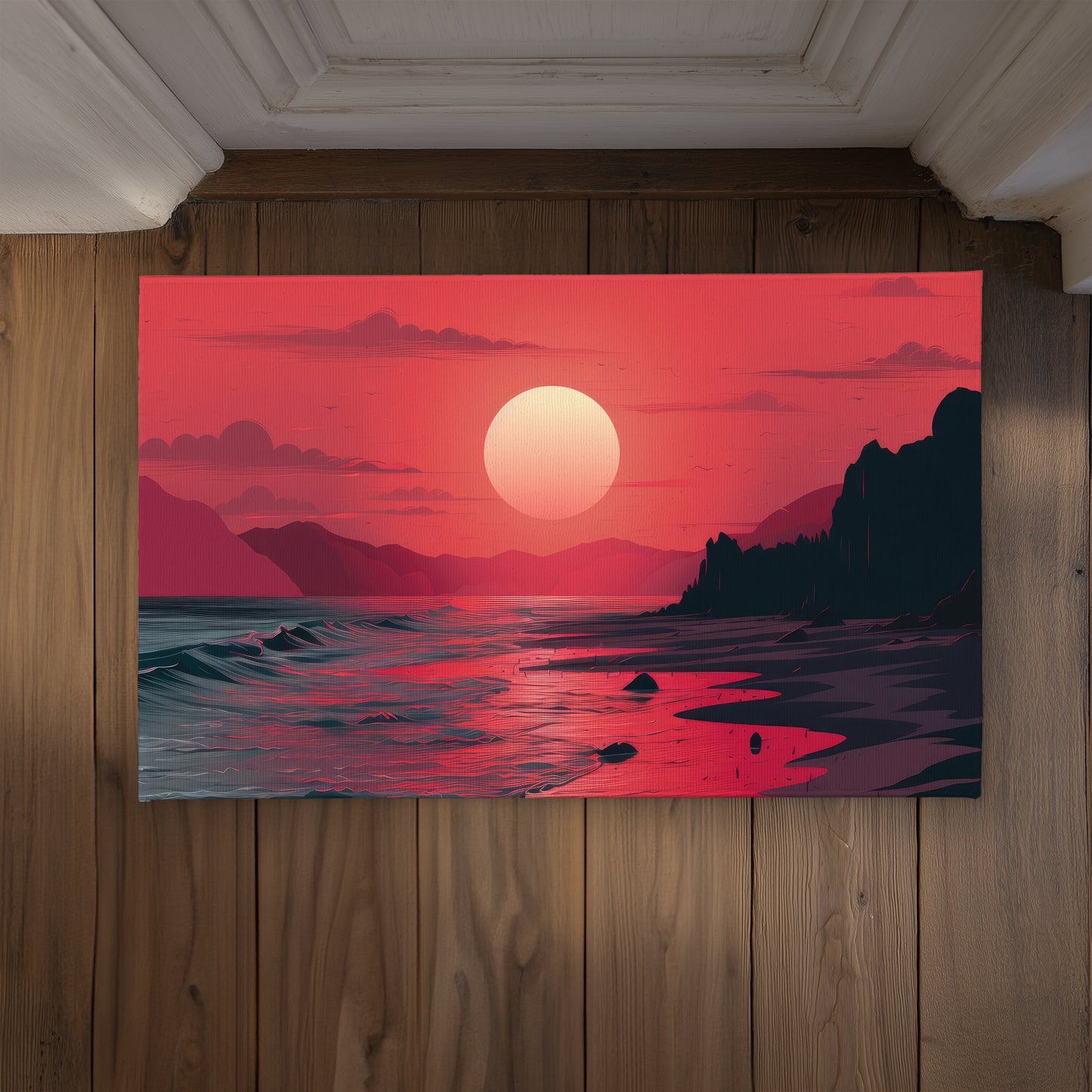 Red Sky Black Indoor Outdoor Door Mat - Stylish Home Decor