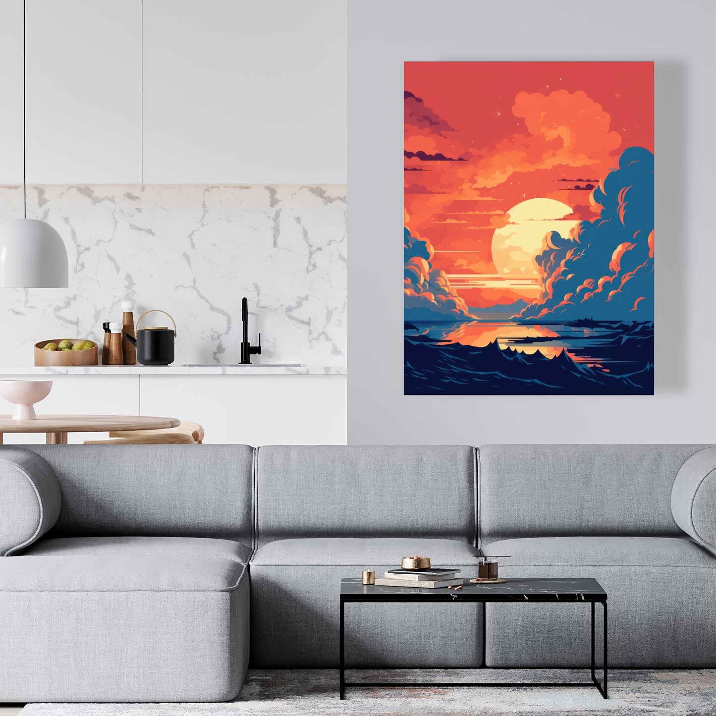 Orange and Blue - Yellow Canvas for Home Decor | Vibrant Art