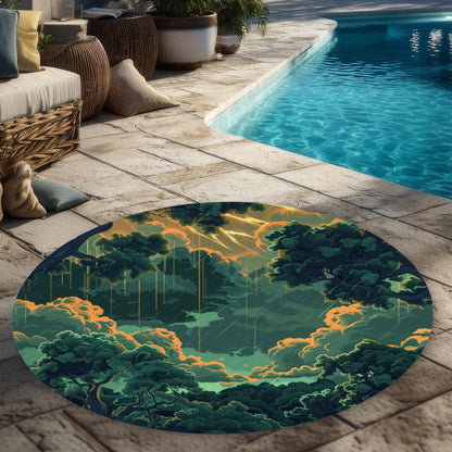 Tapis rond d'extérieur Drops | Accent de décoration élégant