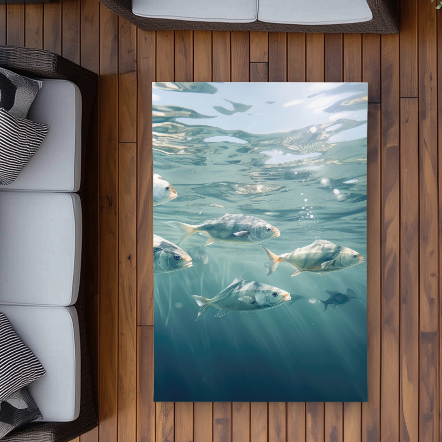 Swimming Peacefully Blue Outdoor Area Rug | Home Decor