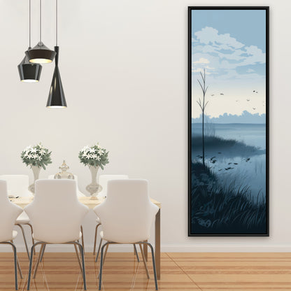 Evening Marsh - Gray Framed Canvas Art for Home Decor