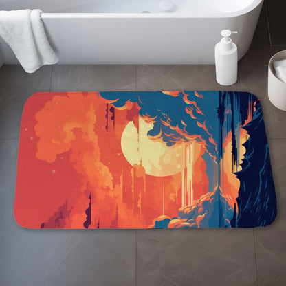 Tapis de bain orange et bleu | Tapis élégant pour la décoration intérieure