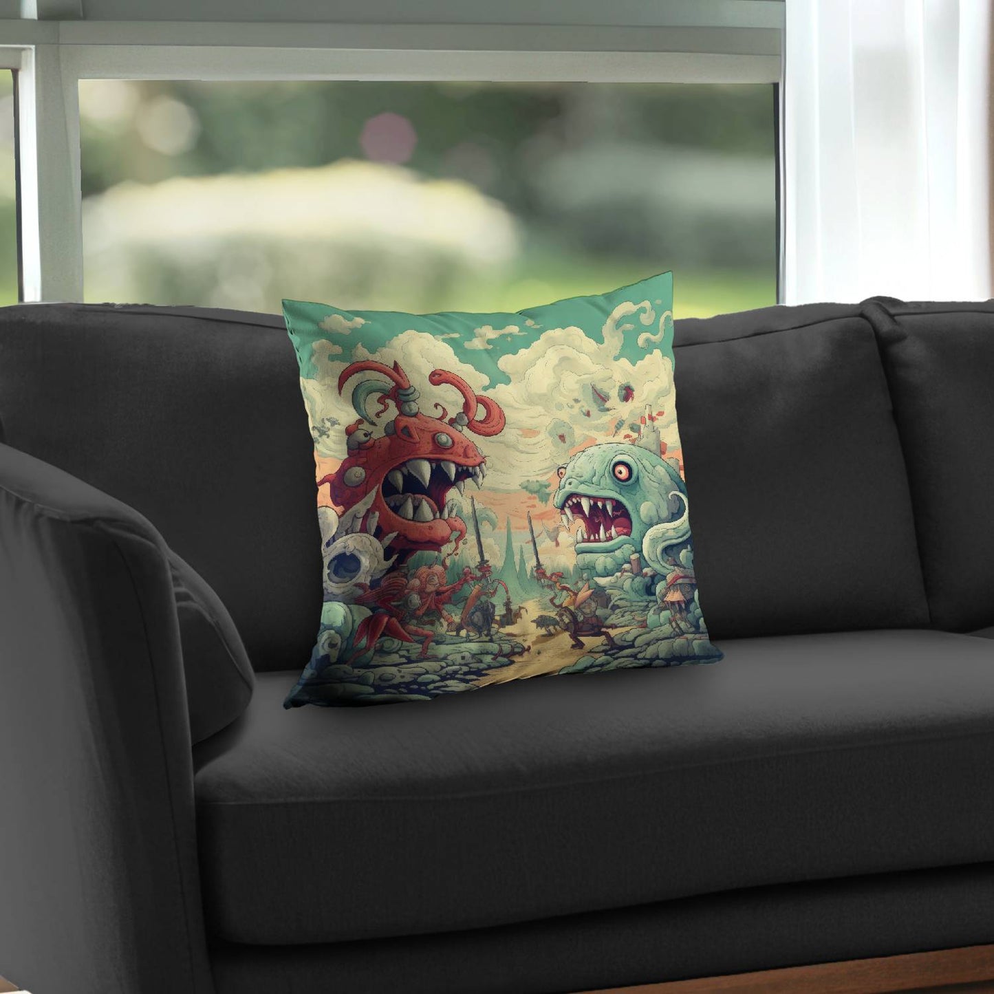 Two titans - Throw pillow - Print on demand