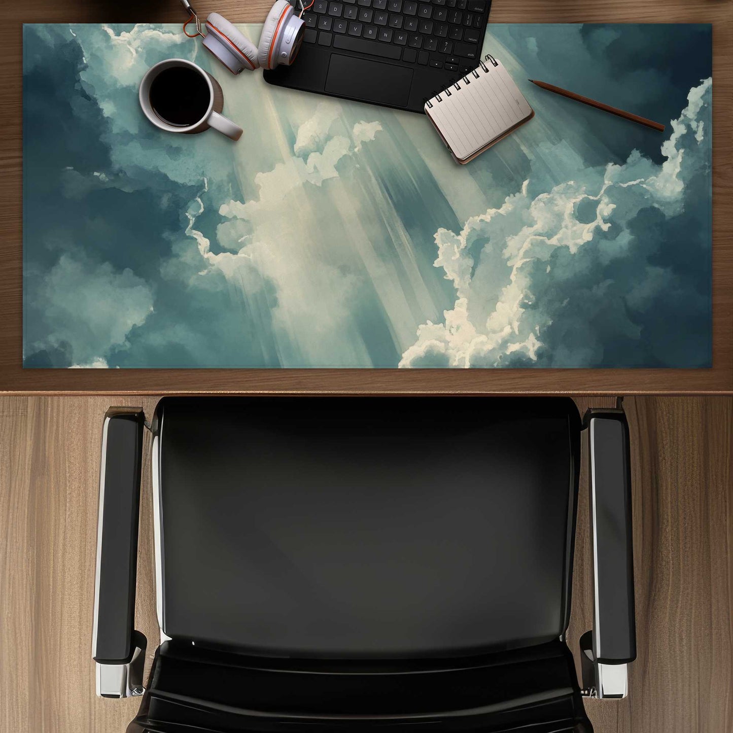 Beam of Light - White Desk Mat for Stylish Home Decor