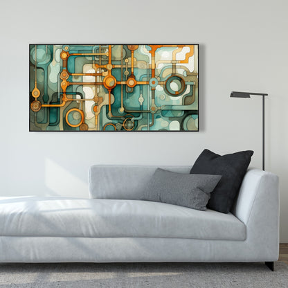 Turns and Bends - Turquoise Framed Canvas for Home Decor