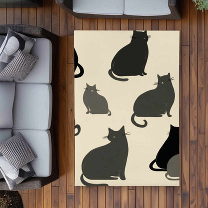 Tapis d'extérieur à motif de chats silencieux | Décoration d'intérieur