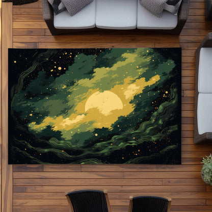 Cloudy Star Black Outdoor Area Rug | Stylish Home Decor