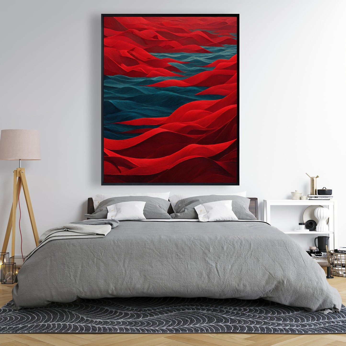 Red Sea - Red Framed Canvas Art for Home Decor