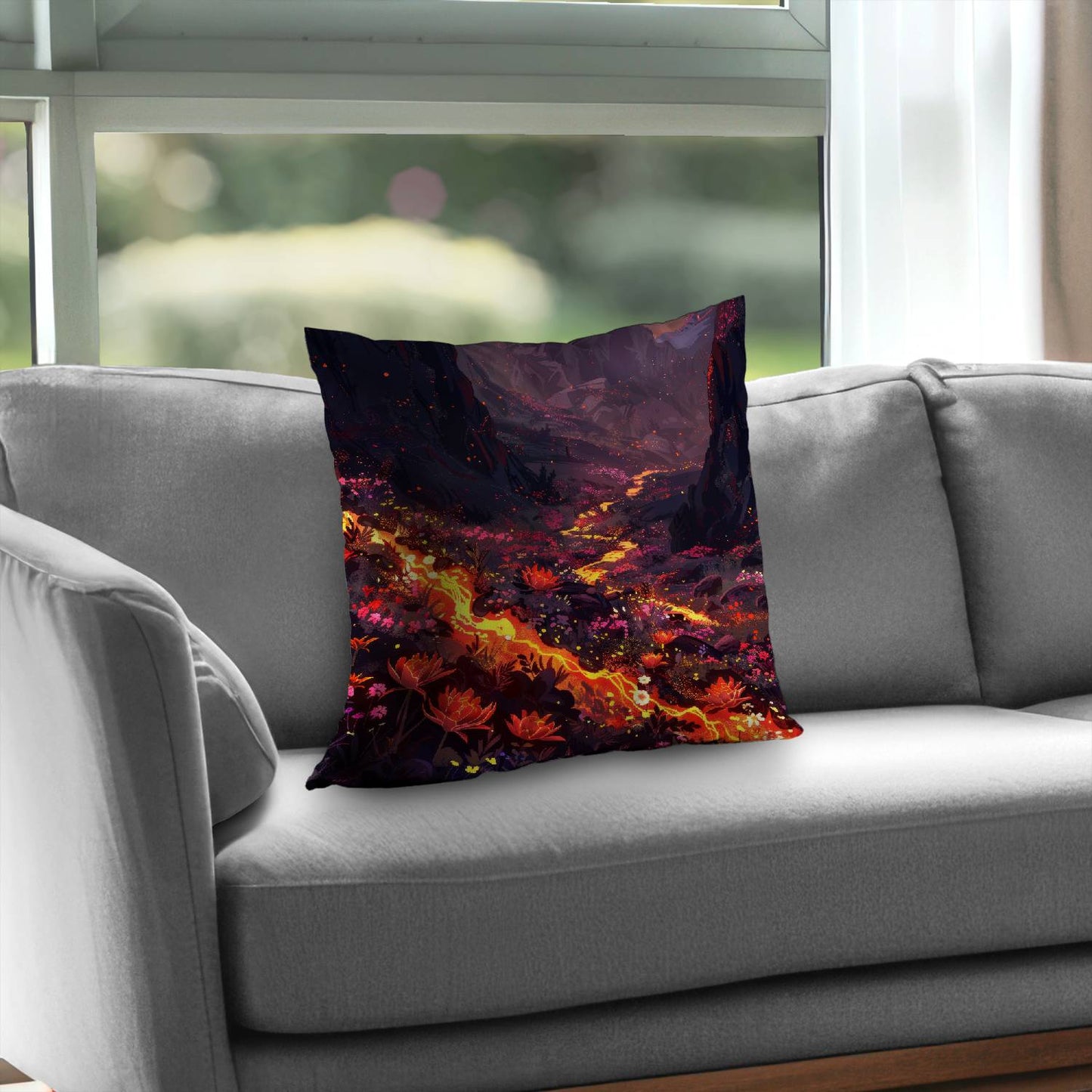 Bloom and eruption - Throw pillow - Print on demand