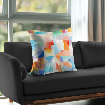 Coussin décoratif en sergé de polyester à motif géométrique - Cadence géométrique