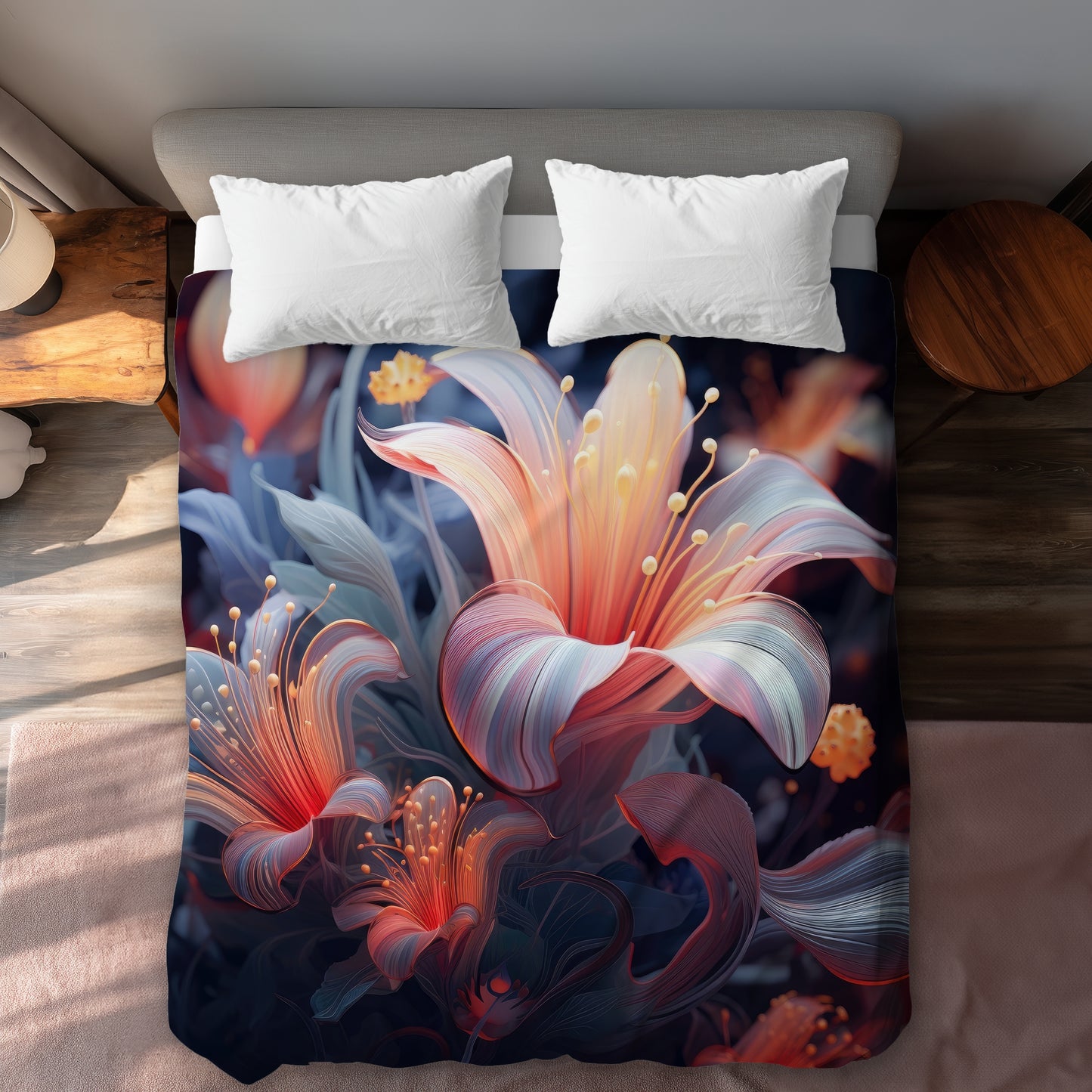 Astral Bloom Black Duvet Cover | Elegant Decor Essentials