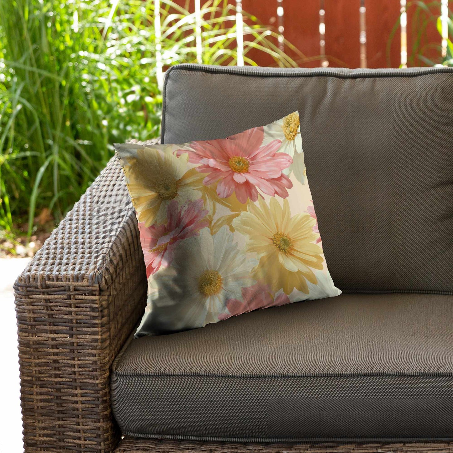 Sunlit Daisy Dream Poly Twill Throw Pillow - Home Decor