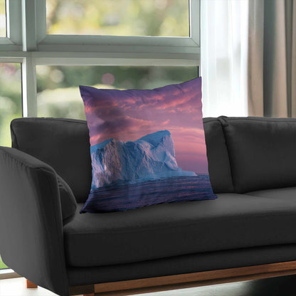 Coussin décoratif en sergé polyester Iceberg au crépuscule | Accessoire de décoration intérieure