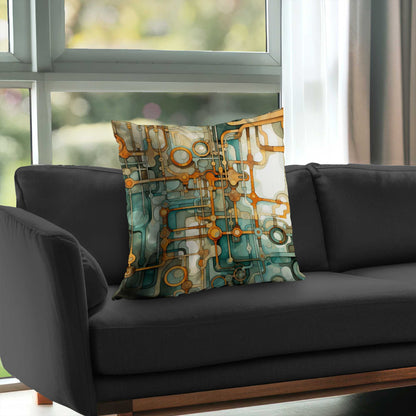 Turns and bends Turquoise Poly Twill Throw Pillow | Decor