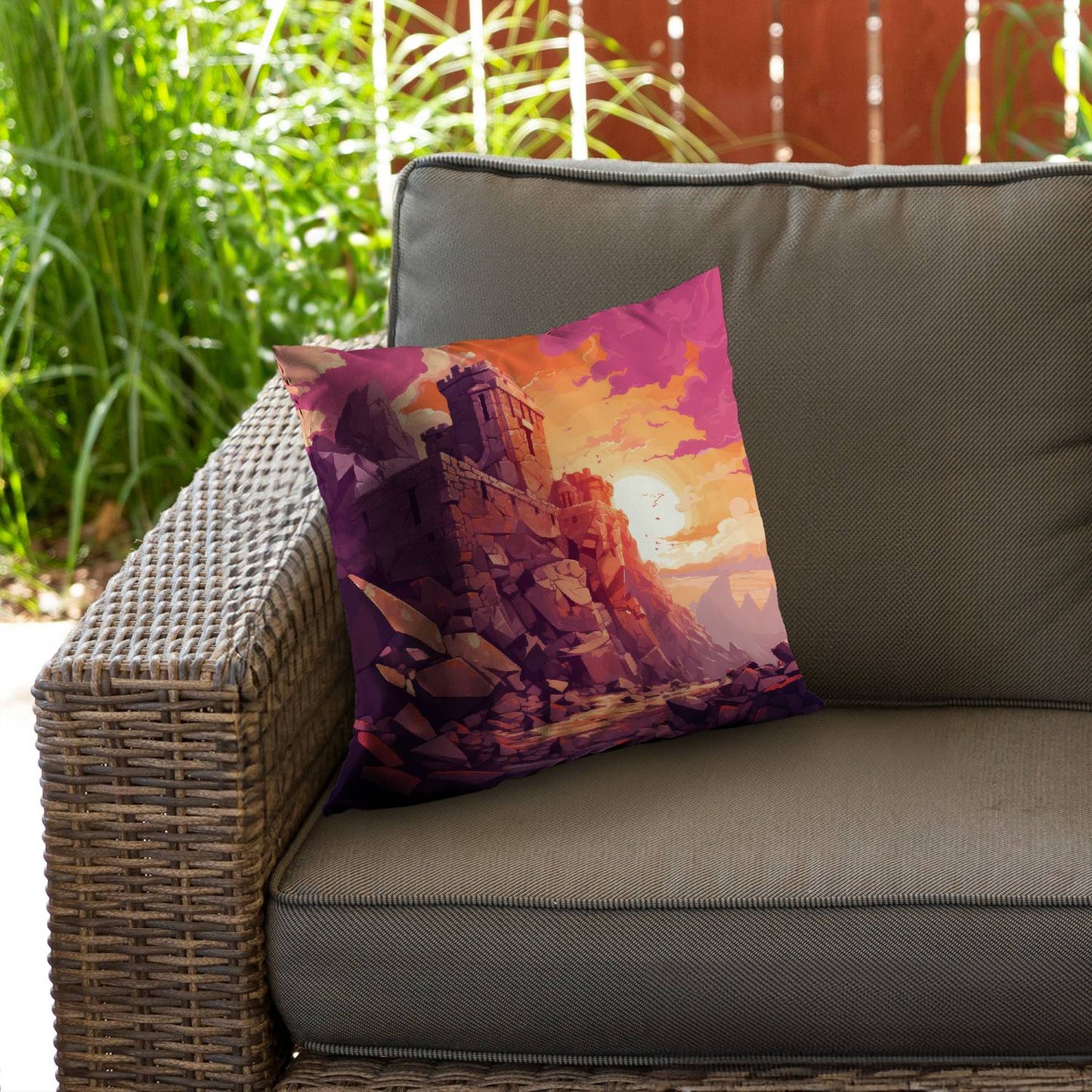 The setting rampart - Throw pillow - Print on demand