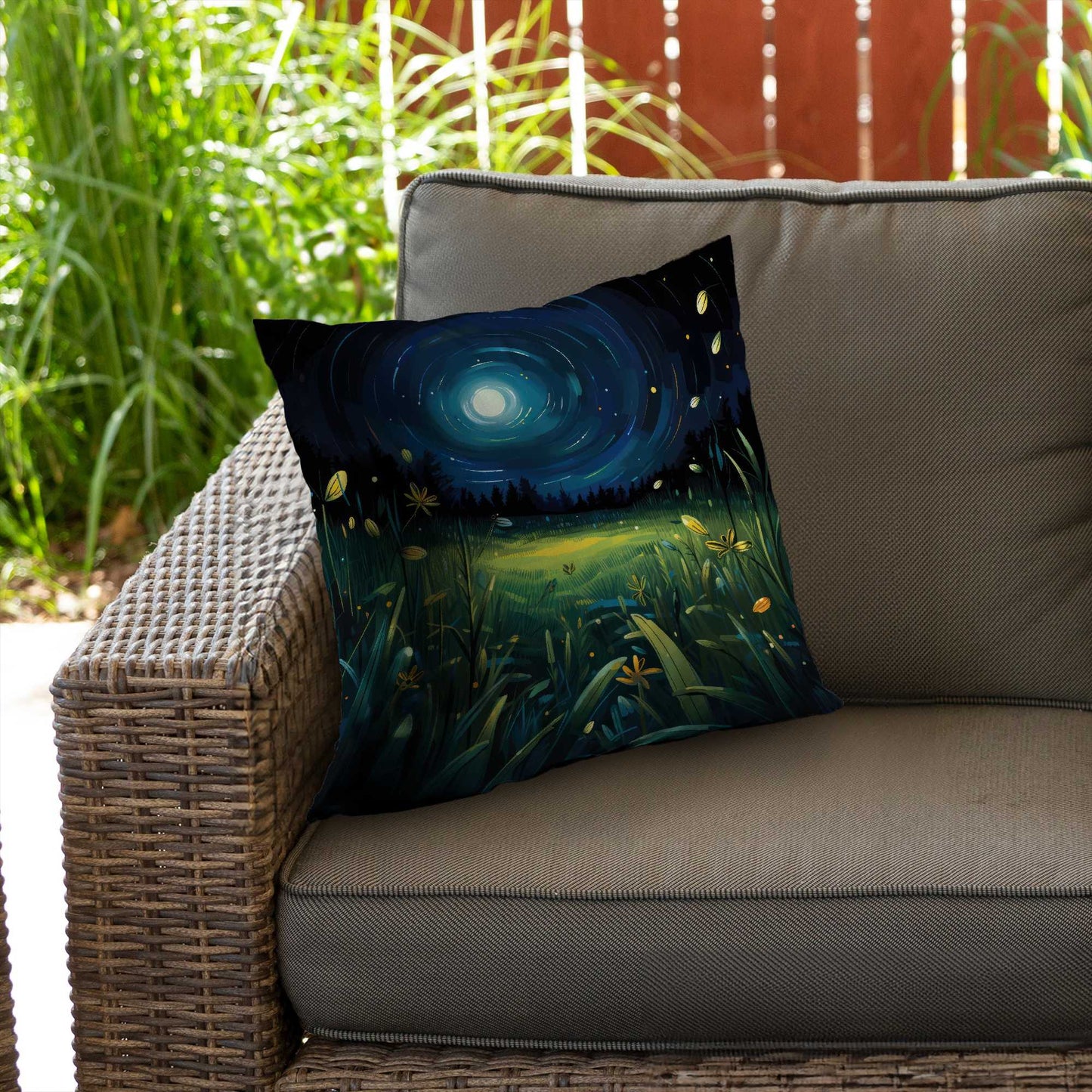 Between Grass Blades Black Poly Twill Throw Pillow - Decor
